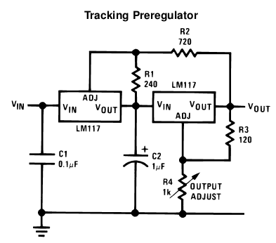 LM317 Tracking Pre-Regulator Schematic